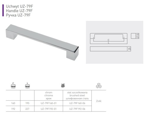 Uchwyt meblowy 79F 160mm inox