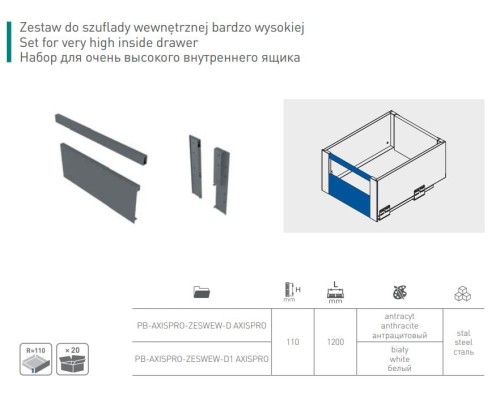 AXISPRO Zestaw do szuflady wewnęt. średnia biała