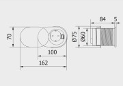 Przedłużacz biurkowy wpuszczany SLIDE 60mm 1x gn z uziemieniem 1xUSB 24A inox kabel 19m