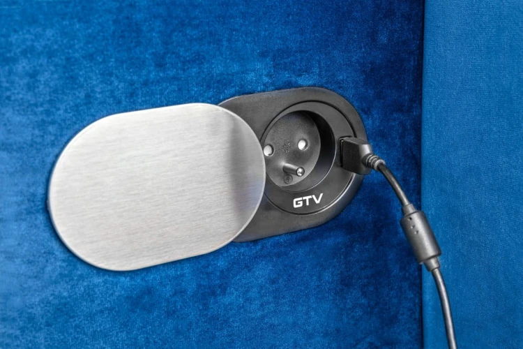 Przedłużacz biurkowy wpuszczany SLIDE 60mm 1x gn z uziemieniem 1xUSB 24A inox kabel 19m