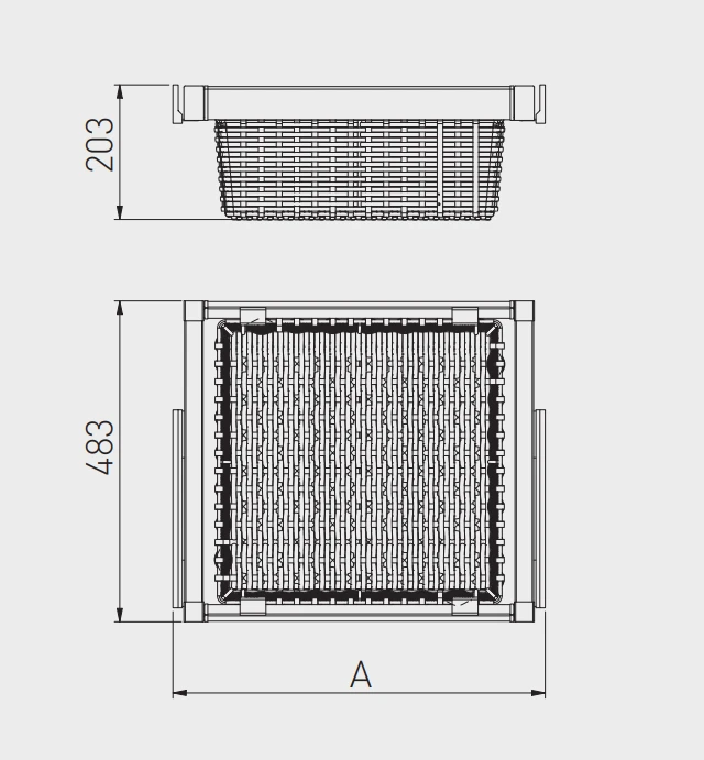 Szuflada Elite z koszem ratanowym 600 mm biała