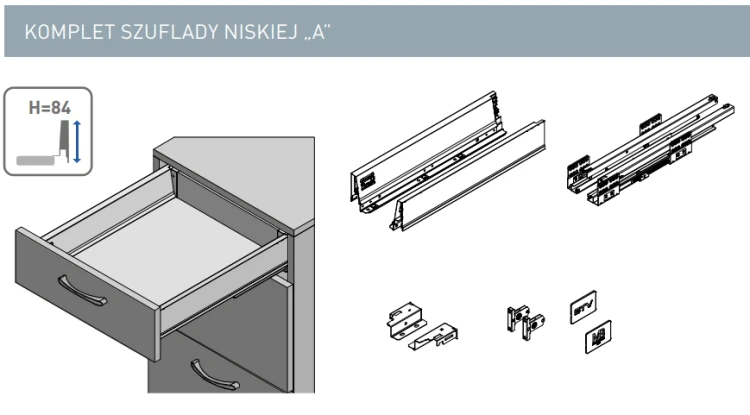 Szuflada MB PRO 450mm antracyt - niska H86