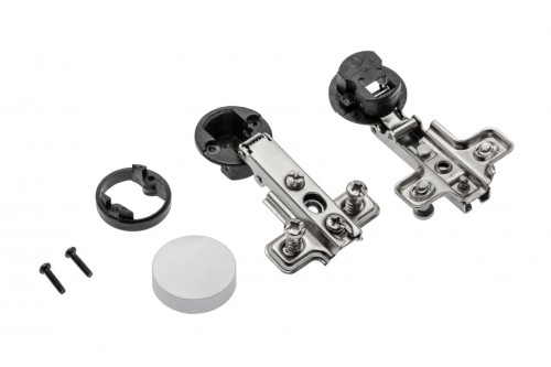 Zawias meblowy cig-09 do szkła + prowadnik h=0mm z euro + zaślepka okrągła chrom