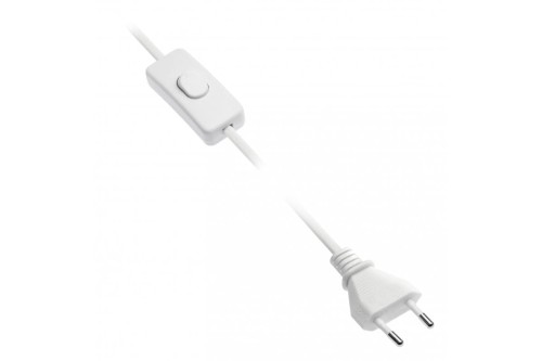 Kabel zasilający z wtyczka z włącznikiem 2m biały2x075mm2