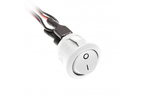 Przełącznik kołyskowy biały 12V 3A z przewodami 01m i konektorami mini amp męski i żeński