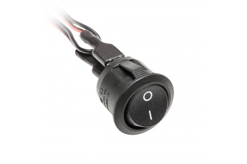 Przełącznik kołyskowy czarny 12V 3A z przewodami 01m i konektorami mini amp męski i żeński