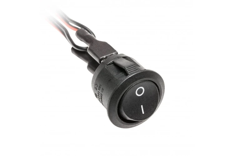 Przełącznik kołyskowy czarny 12V 3A z przewodami 01m i konektorami mini amp męski i żeński