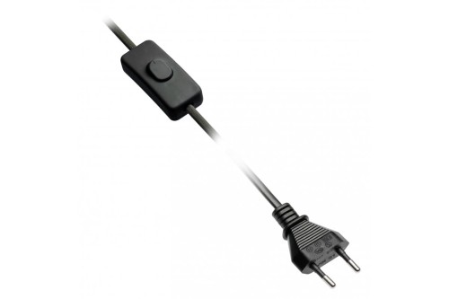 Kabel zasilający z wtyczka z włącznikiem 2m czarny 2x075mm2