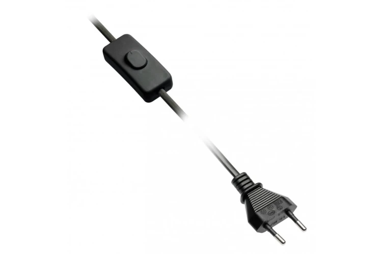Kabel zasilający z wtyczka z włącznikiem 2m czarny 2x075mm2