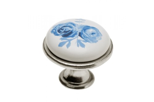 Gałka-meblowa 0728-J4 blue rose porcel anty srebro