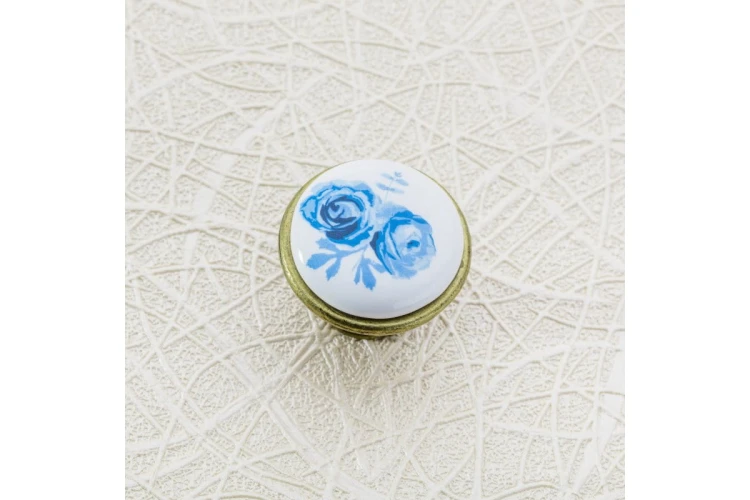 Gałka-meblowa 0728-J4 blue rose porcel anty srebro