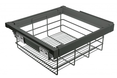 Szuflada Elite z koszem drucianym 600 mm z funkcją cichego zamknięcia szary antracyt