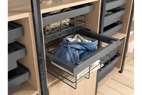 Szuflada Elite z koszem drucianym 800 mm z funkcją cichego zamknięcia szary antracyt