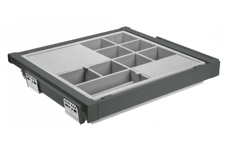 Szuflada Elite z organizerem 800 mm z funkcją cichego zamknięcia szary antracyt