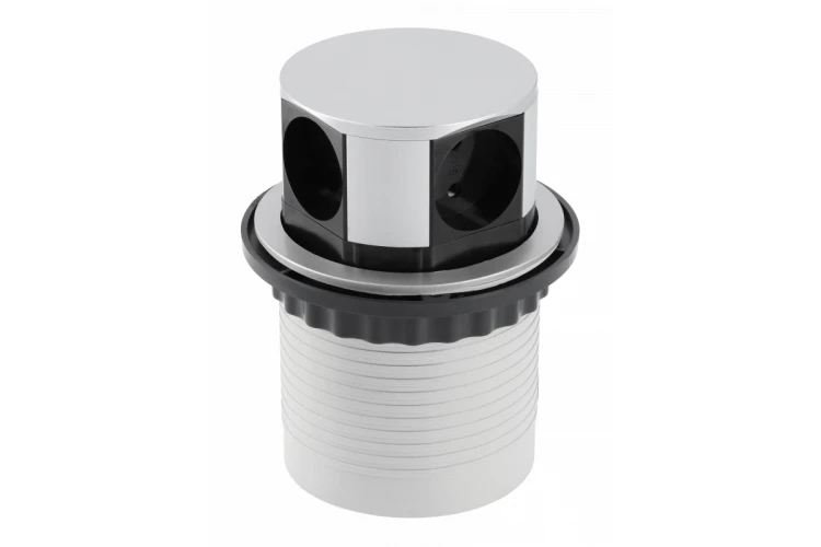 Przedłużacz biurkowy wpuszczany COMFORT 100mm 4x gniazdo schuko alu kabel 15m