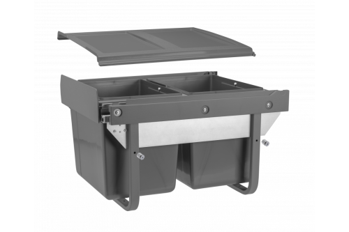 Segregator do śmieci na prowadnicy H45 2x15l do szafki 450 mm antracytowy