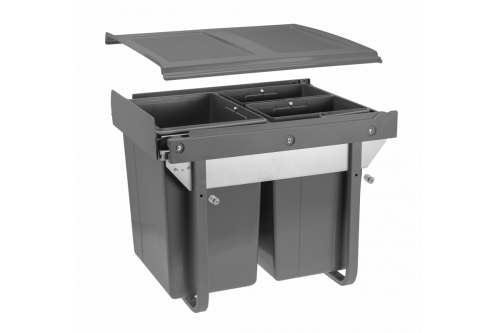 Segregator do śmieci na prowadnicy H45 20l+2x10l do szafki 450 mm antracytowy