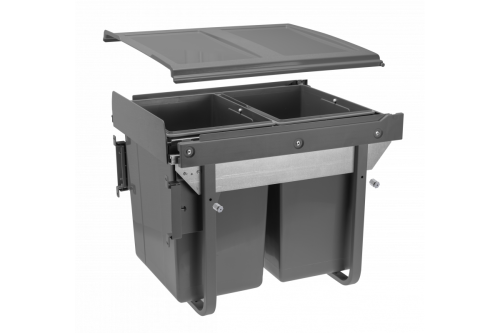 Segregator do śmieci z mocowaniem przednim na prowadnicy H45 2x20l do szafki 450 mm antracytowy