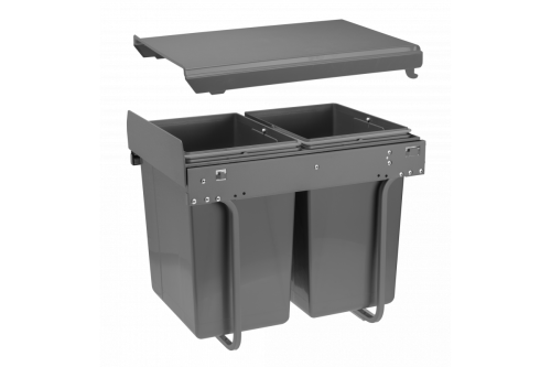 Segregator do śmieci na prowadnicy H45 do szafki 400mm 2x20l antracytowy