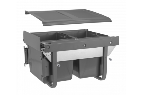 Segregator do śmieci z mocowaniem przednim na prowadnicy H45 2x15l do szafki 450 mm antracytowy