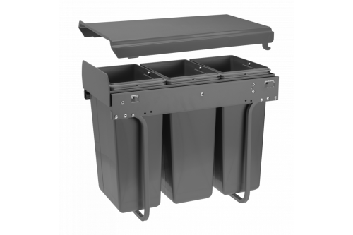 Segregator do śmieci na prowadnicy H45 do szafki 300mm 3x10l antracytowy