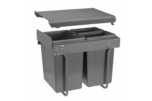 Segregator do śmieci na prowadnicy H45 do szafki 400mm 20l +2x10l antracytowy