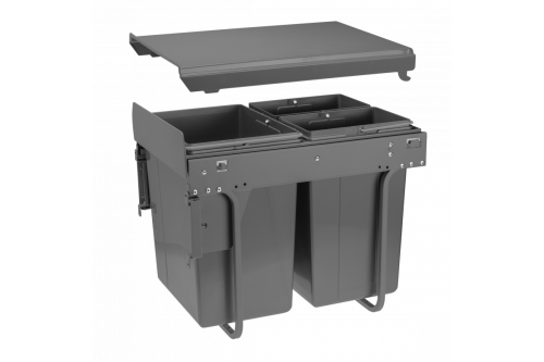 Segregator do śmieci z mocowaniem przednim na prowadnicy H45 do szafki 400mm 20l+2x10l antracytowy