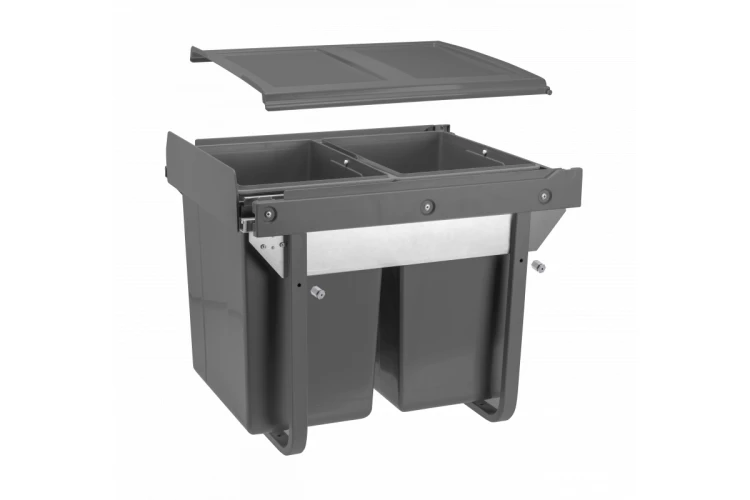 Segregator do śmieci na prowadnicy H45 2x20l do szafki 450 mm antracytowy