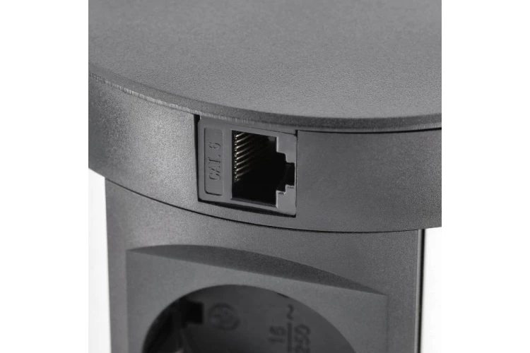 Przedłużacz biur wpuszcz COMFORT PLUS 120mm4x gn french2xUSB.2xRJ45ład induk 5Wprzew 15mczarny