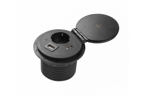 Przedłużacz biur wpuszcz CHARGER PLUS1 gn schukoUSB A+Cwymien USB-AHDMIRJ45przewód 15mczarny