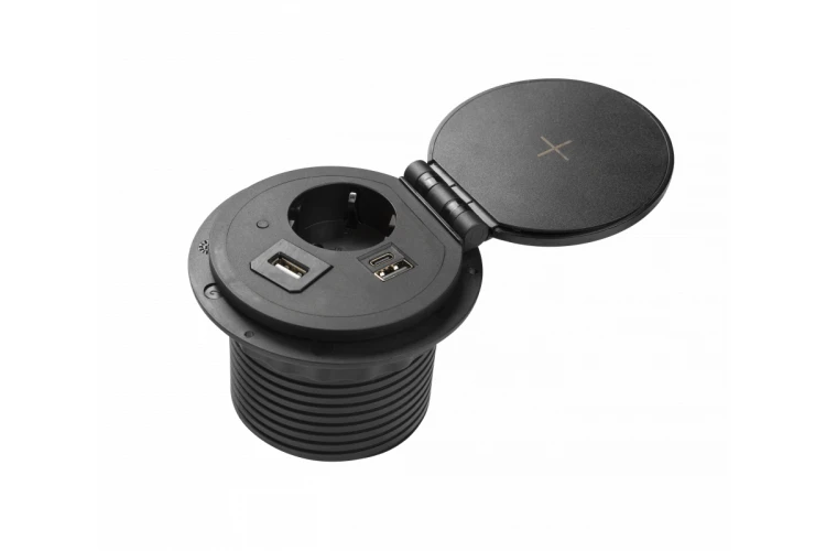 Przedłużacz biur wpuszcz CHARGER PLUS1 gn schukoUSB A+Cwymien USB-AHDMIRJ45przewód 15mczarny