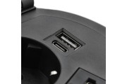 Przedłużacz biur wpuszcz CHARGER PLUS1 gn schukoUSB A+Cwymien USB-AHDMIRJ45przewód 15mczarny