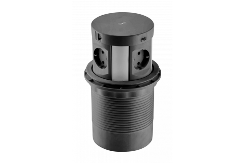 Przedłużacz biur wpuszcz COMFORT PLUS 120mm4x gn schuko2xUSB.2xRJ45ład indu 5Wprzew 15mczarny
