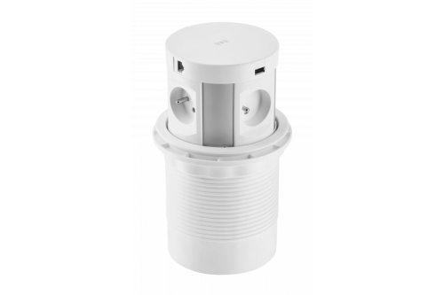 Przedłużacz biur wpuszcz COMFORT PLUS 120mm4x gn french2xUSB.2xRJ45ład indu 5Wprzew 15biały