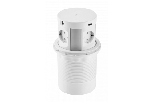 Przedłużacz biur wpuszcz COMFORT PLUS 120mm4x gn schuko2xUSB.2xRJ45ład indu 5Wprzew 15biały