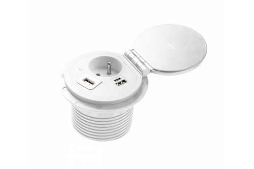 Przedłużacz biur wpuszcz CHARGER PLUS1 gn frenchUSB A+Cwymien USB-AHDMIRJ45przewód 15mbiały