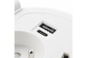 Przedłużacz biur wpuszcz CHARGER PLUS1 gn frenchUSB A+Cwymien USB-AHDMIRJ45przewód 15mbiały