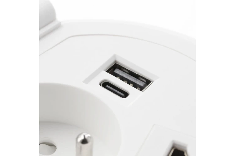 Przedłużacz biur wpuszcz CHARGER PLUS1 gn frenchUSB A+Cwymien USB-AHDMIRJ45przewód 15mbiały