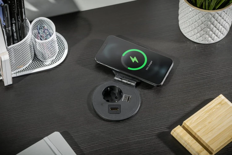Przedłużacz biur wpuszcz CHARGER PLUS1 gn frenchUSB A+Cwymien USB-AHDMIRJ45przewód 15mbiały