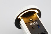 Przedłużacz biur wpuszcz CAMINO 80mm2x gn frenchUSB A+Cład indukcyjna 10Wprzewód 1.5mbiały