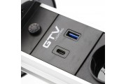 Przedłużacz biur wpuszcz CAMINO 80mm2x gn frenchUSB A+Cład indukcyjna 10Wprzewód 1.5mbiały