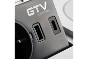 Przedłużacz biur wpuszcz AVARO PLUS1x gn frenchUSB A+C ładowarka indukcyjna 5Wprzewód 1.5mbiały