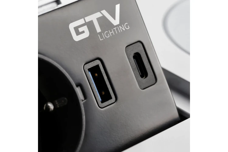 Przedłużacz biur wpuszcz AVARO PLUS1x gn frenchUSB A+C ładowarka indukcyjna 5Wprzewód 1.5mbiały