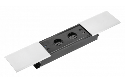 Przedłużacz biurkowy wpuszczany PRESTINO 2x gniazdo schuko USB A+C RJ45 HDMI kabel 1.5m biały