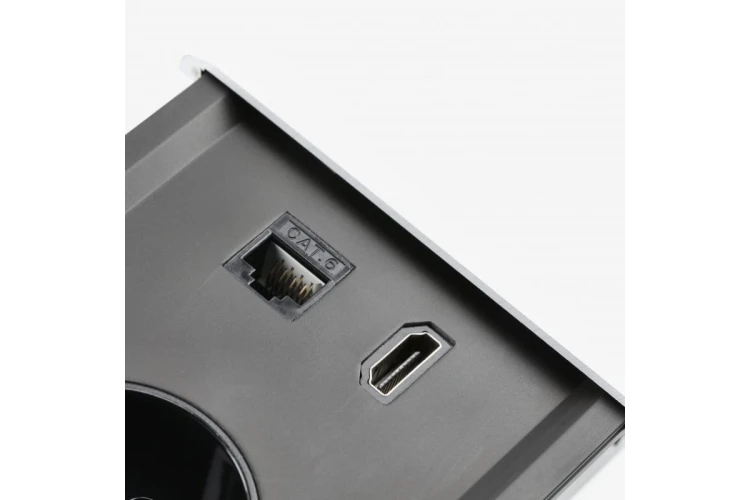 Przedłużacz biurkowy wpuszczany PRESTINO 2x gniazdo schuko USB A+C RJ45 HDMI kabel 1.5m biały