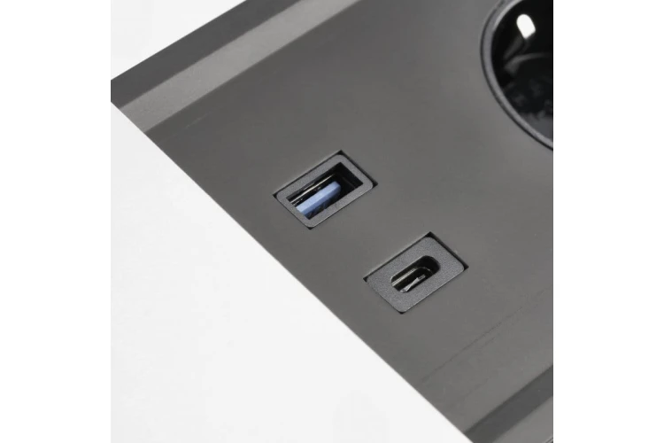 Przedłużacz biurkowy wpuszczany PRESTINO 2x gniazdo schuko USB A+C RJ45 HDMI kabel 1.5m biały