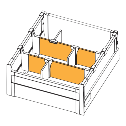 Modern Box system kwadratowy zestaw do organizacji szuflady (listwa + złączki), biały