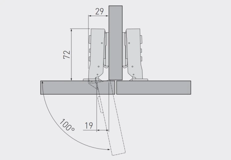 Zawias meblowy GTV hydrauliczny 08 bliźniaczy 1/2