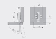 Zawias meblowy hydrauliczny ECHC  prosty prowadnik H=0 4 otwory