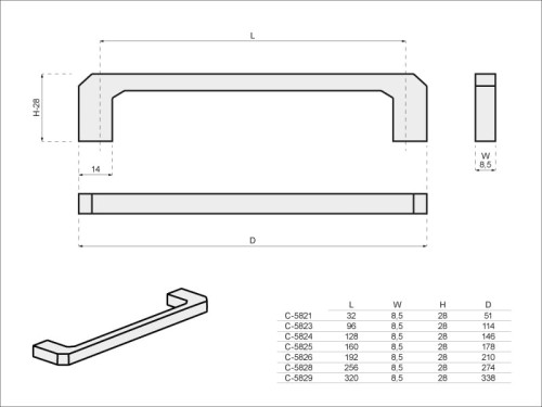 Uchwyt CAMPANA C-5829 l-320 P68 grafit